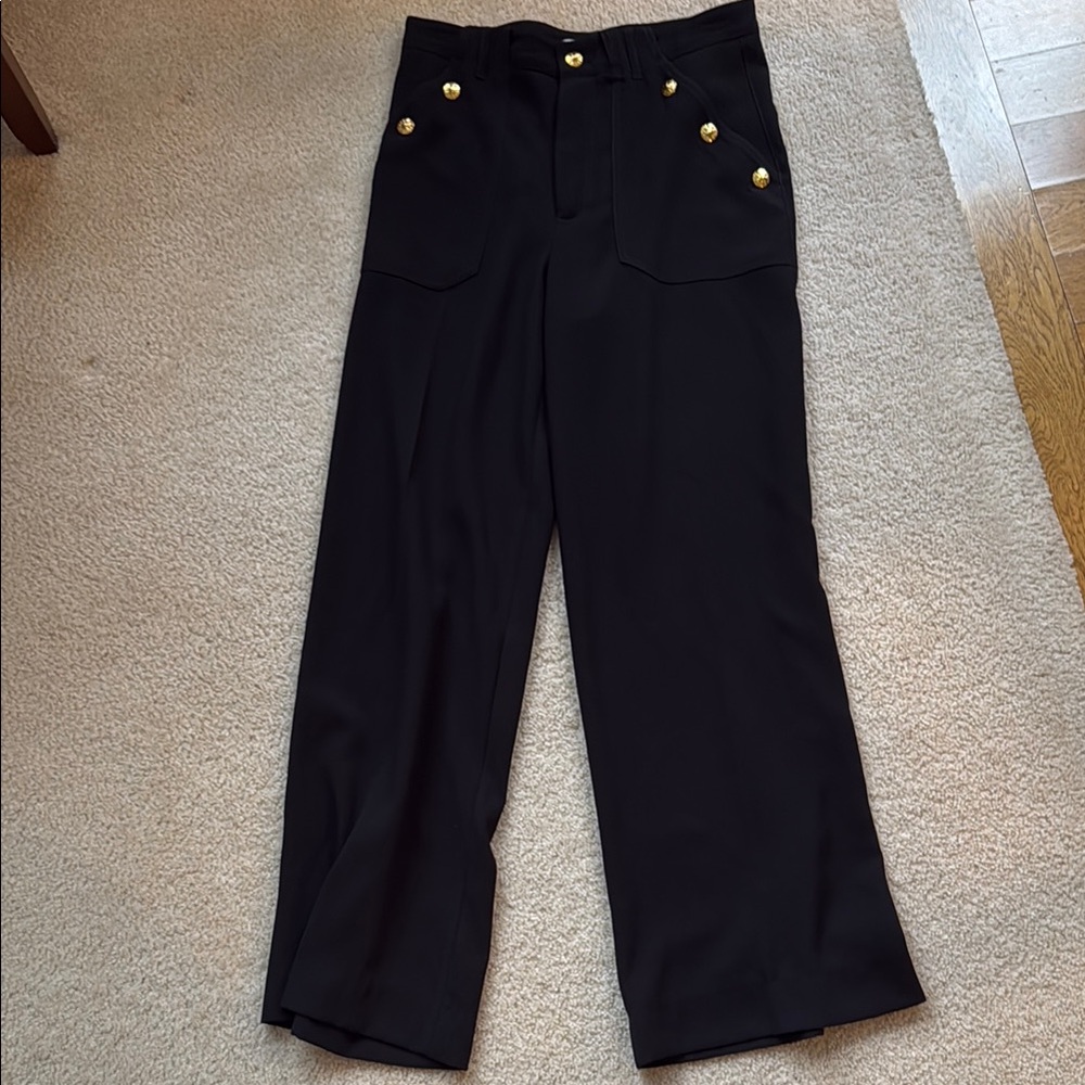 Chic Black Trousers with Gold Buttons